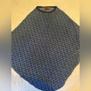 Missoni Navy and Sky Blue Zigzag poncho